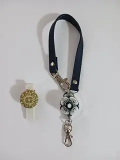 ハンドメイド　ミナペルホネン　リールキーホルダー　クリップ