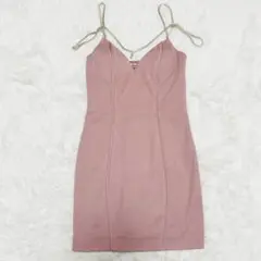 【Glossy/グロッシー】ビジュー/タイト/ ミニドレス/ ピンク/M