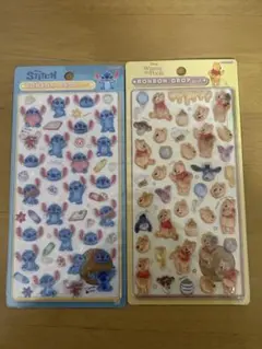 スティッチ&プーさん ボンボンドロップシール 2枚セット