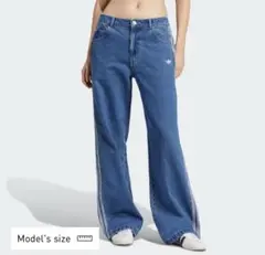 【最終値下】アディカラー デニム スリーストライプス トラックパンツ　26/30