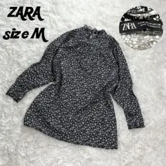 【a679】ZARA 花柄 派手 フリル シャツ ブラウス Tシャツ