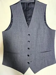 【中古】グレー ストライプ スーツベスト ウエスト78cm