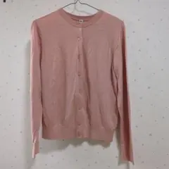 ユニクロ　UVカットクルーネックカーディガン　PINKМサイズ