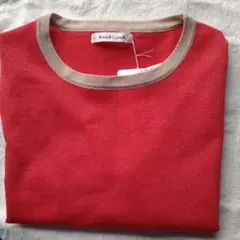 五分袖 クルーネック ニット　オレンジ　新品タグ付き