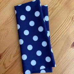 水玉柄 生地　紺×白