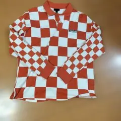 H&M チェック柄ポロシャツ Mサイズ レッド/ホワイト