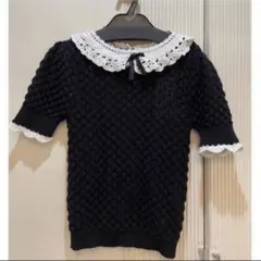 新品タグ付 ZARA クロシェットレース 襟付きニット ザラ