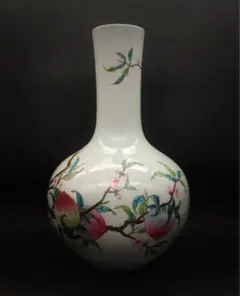 古マイセン 金彩 黄色地 花文 赤紫色のカマイユ 花瓶 細口 19C H16cm