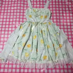 Angelic Pretty チューリップ柄 パープルギンガムチェックワンピース