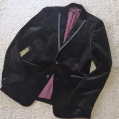 【美品】COMME CA MEN 黒 ベロア テーラードジャケット