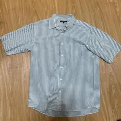 GLOBAL WORK ストライプ 半袖シャツ グリーン Sサイズ