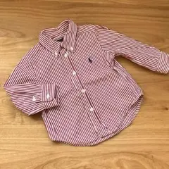 Ralph Lauren 赤と白のストライプ長袖シャツ