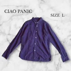 チャオパニック ボタンダウンシャツ 長袖 無地 シンプル カジュアル 綿100%