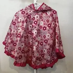 花柄フード付きベビーレインコート　80-100サイズ