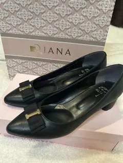 DIANA ポインテッドトゥパンプス 黒 4cmヒール　雨の日OK