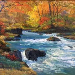 【油絵】佐間田敏夫「奥入瀬」 F20号 紅葉 双樹会参与・創立会員 油絵】佐間田敏夫「奥入瀬」 F20号 紅葉 双樹会参与・創立会員 - メルカリ
