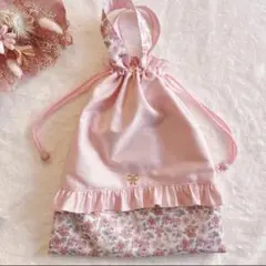 【持ち手付き】体操着袋♡リバティ巾着♡イニシャル・名入れ刺繍可