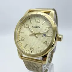 CITIZEN ヴィンテージ メンズ クォーツ 腕時計 ゴールド デイト 稼働品
