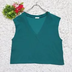 美品 【レプシィム】 ニットベスト (F) グリーン系 レイヤード フェミニン