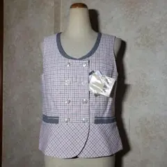 ❤ボンマックス❤新品タグ付き（オフィスウェア事務服ベスト）ピンクチェック柄のサムネイル