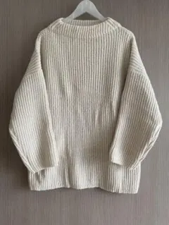 RANANラナン♡ ふんわり　あぜ編ざっくりニットプルオーバー オフホワイト　M