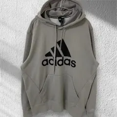 adidas　スウェットプルオーバーパーカー　プリント　長袖　メンズ　L　グレーのサムネイル