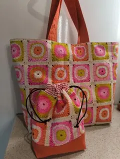 ハンドメイド　トートバッグと巾着