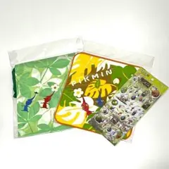 【3点セット】新品 ピクミン ミニタオル 巾着 ぷくぷくシール 3点まとめ★