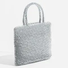 ショルダーバッグ ビーズワイヤーバック シルバー 結婚式 キラキラ ビーズ