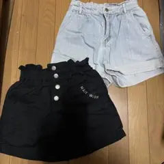 黒とデニムのハーフパンツの2枚セット