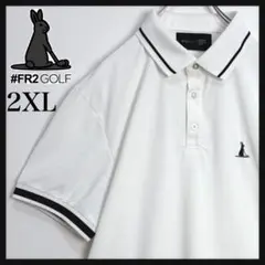 【美品】FR2 ゴルフ ワンポイント刺繍ロゴ ポロシャツ 2XL ゴルフウェアのサムネイル