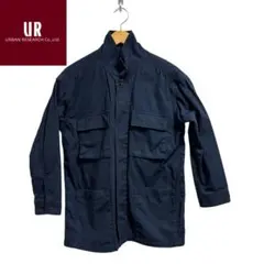 アーバンリサーチ　ネイビー ボタン付きスタンドカラーシャツ　秋コーデ