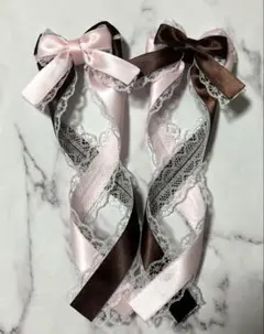 【売り切りSALE】量産型 クロス ヘアクリップ 姫リボン♡2トーン♡