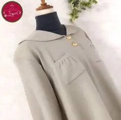 レトロ ニット ウール ポケット ポロシャツ プルオーバー セーラー 古着 金