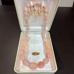 珊瑚 ネックレス イヤリング セット ピンク