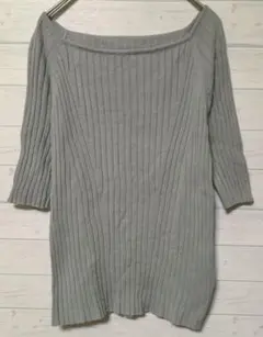 【値下げ】アーバンリサーチ グレー リブ編み 五分袖セーター F