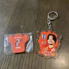 愛媛FC 曽根田選手 キーホルダー&缶バッジ　背番号7