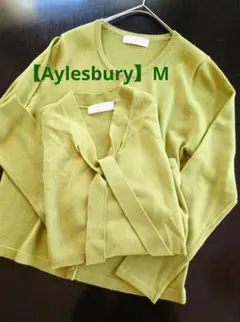 【Aylesbury】オリーブグリーン ボウタイネック アンサンブル Мのサムネイル