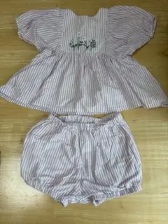 H&M ストライプ柄 セットアップ　ピンク　90