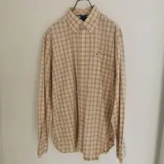 【TOMMY HILFIGER】ボタンダウンチェック柄シャツ Lサイズ　イエロー