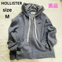 【HOLLISTER】美品☆裏起毛あたたかフード付きジップアップパーカー M