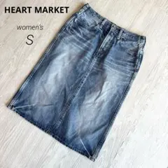 【ハートマーケット】デニムスカート タイトスカートひざ丈 S インディゴ 極美品のサムネイル