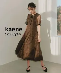 kaene ベージュ ドット柄 ロングワンピース　お呼ばれパーティードレス‼️のサムネイル