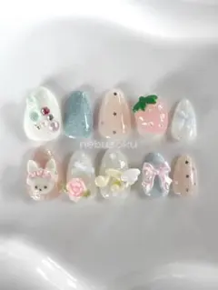 【先着1名オーダー】ネイルチップ ウィッシュコア フレンチガーリー バレエコア