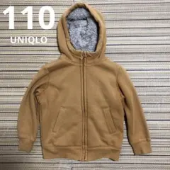 キッズ　ユニクロ　ボアスウェットフルジップパーカー　イエロー　黄色　フード　起毛