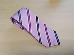 ■新品 LESMUES レミュー ネクタイ ピンク ストライプ 撥水加工 アオキ