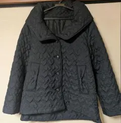 &Love ハートキルティングの軽コート M ブラック QVC アンドラブ