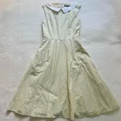 22年 フォクシー Lace Flower ワンピース 白襟　グリーン系　38