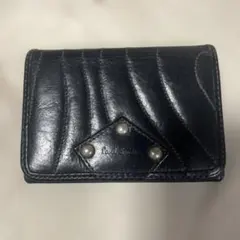 PaulSmith ネイビー レザー パスケース パール装飾