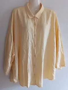 ユニクロ　リネンブレンドシャツ（7分袖）イエロー　3XL　リネンレーヨン